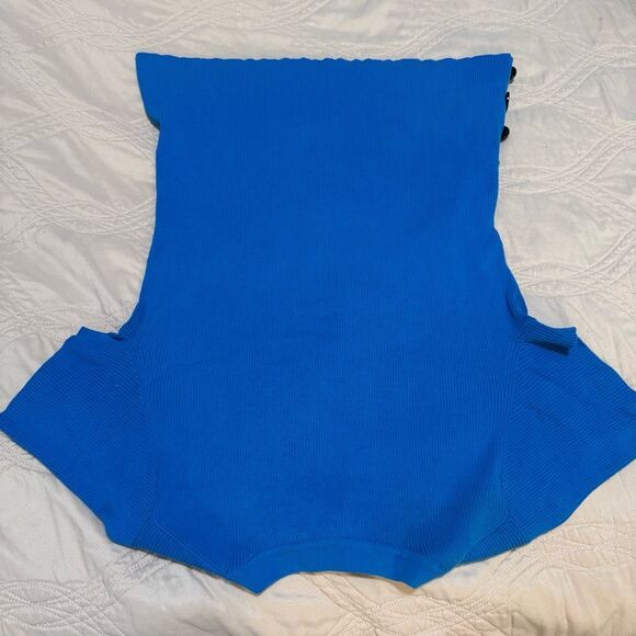 Cable & Gauge Ribbed Vibrant Blue V-Neck Button Shirt L - Picture 4 of 4